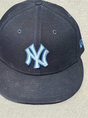 New Era Black Cap with Light Blue NY Logo